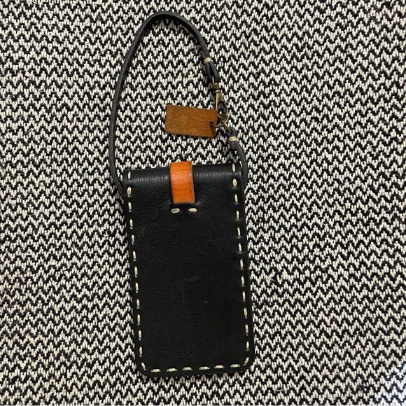 Fredd & Basha Blk/Tan w/White Stitching Detail Leather Carrying Case - Picture 4 of 9